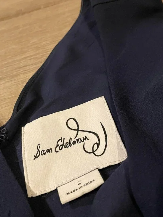 Sam Edelman pleated skirt midi dress - navy size 0 Flowy wedding guest - Picture 7 of 9